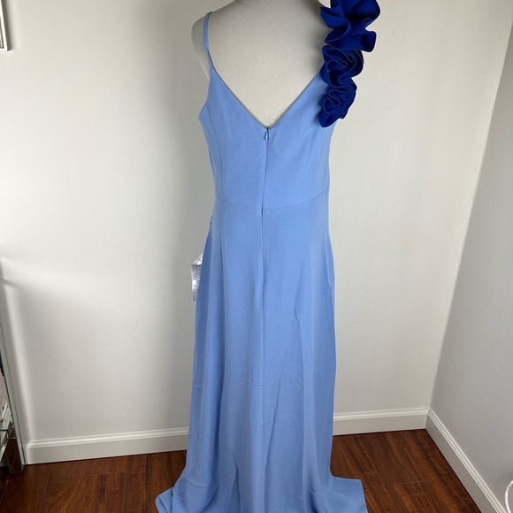 NWT Dress The Population Camelia Gown Light Blue Floral Maxi Dress Size L - Picture 7 of 10